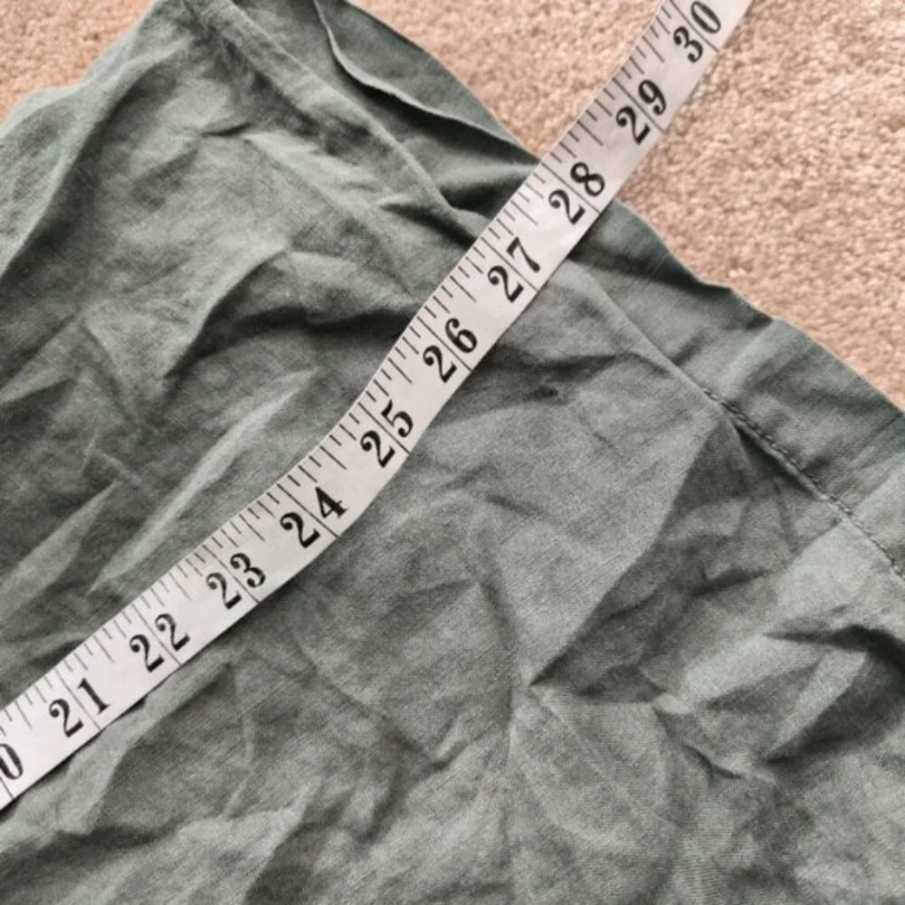Gap Pure Linen Mens Coastal Resort Beach Holiday Forest Military Green Shirt XL - Picture 8 of 9